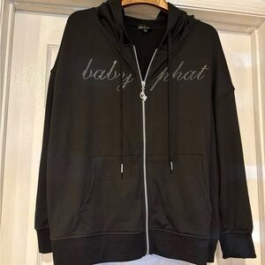 Baby Phat Black Hoodie with Rhinestone Logo
